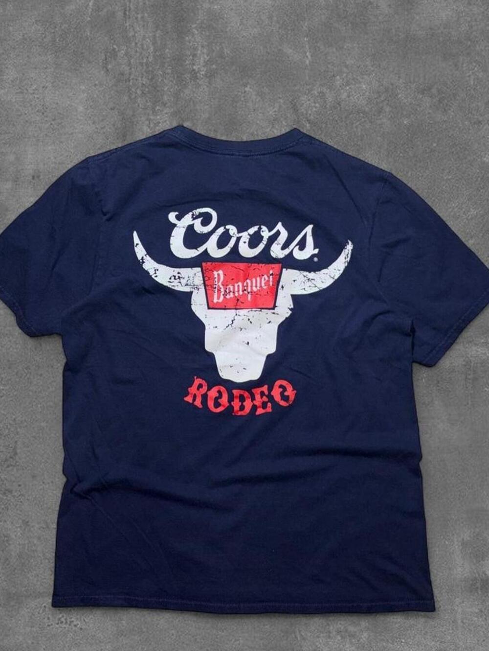 Coors Banquet Rodeo Bull Skull Graphic T Shirt Men’s Medium